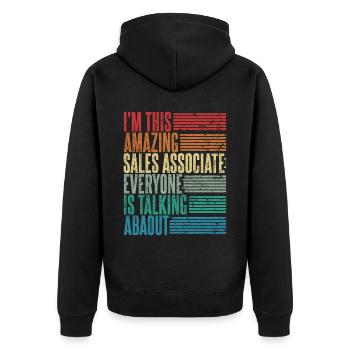 Vintage Sales Rep Gift Retro - Unisex Premium Organic Zip Hoodie - black - Back - Nico (187cm)