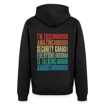 Vintage Security Guard Gift Retro - Unisex Premium Organic Zip Hoodie - black - Back - Nico (187cm)