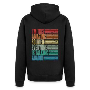 Vintage Soldat Soldat Cadeau Rétro - Veste à capuche bio Premium Unisexe - noir - Dos - Nico (187cm)