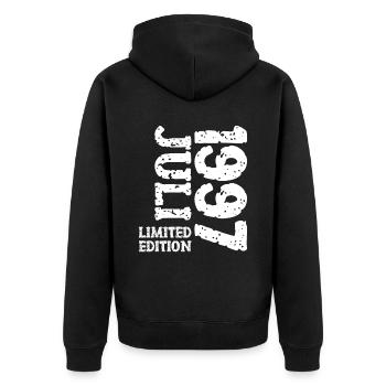1997 Juillet Édition Limitée Cadeau d’Anniversaire - Veste à capuche bio Premium Unisexe - noir - Dos - Nico (187cm)