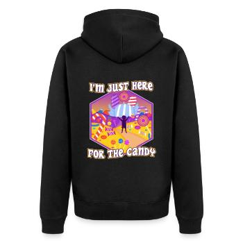 Im just here for the candy - Unisex Premium Organic Zip Hoodie - black - Back - Nico (187cm)