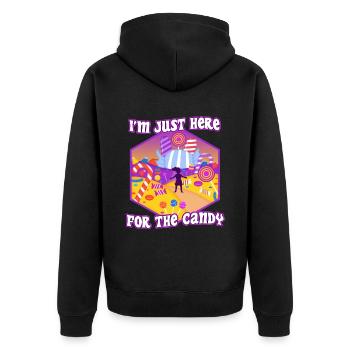Im just here for the candy - Unisex Premium Organic Zip Hoodie - black - Back - Nico (187cm)