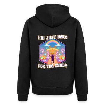 Im just here for the candy - Unisex Premium Organic Zip Hoodie - black - Back - Nico (187cm)