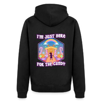 Im just here for the candy - Unisex Premium Organic Zip Hoodie - black - Back - Nico (187cm)
