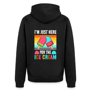 Im just here for the ice cream - Unisex Premium Bio Zip Hoodie - Schwarz - Hinten - Nico (187cm)
