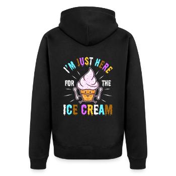 Im just here for the ice cream - Unisex Premium Bio Zip Hoodie - Schwarz - Hinten - Nico (187cm)