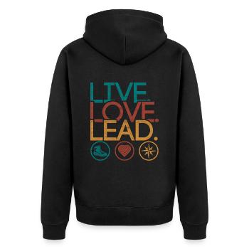 Pfadfinderführer Pfadfinder Live Love Lead - Unisex Premium Bio Zip Hoodie - Schwarz - Hinten - Nico (187cm)