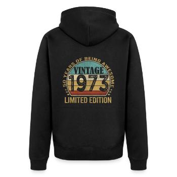 Vintage 1973, 50th Birthday - Unisex Premium Organic Zip Hoodie - black - Back - Nico (187cm)
