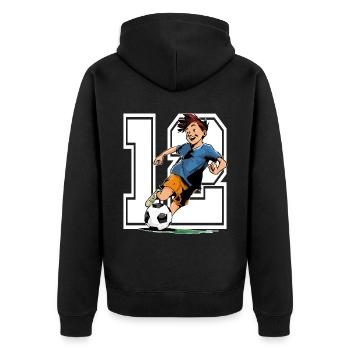 Football Birthday - 12 year old boy - 12. - Unisex Premium Organic Zip Hoodie - black - Back - Nico (187cm)