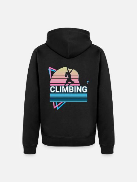 Felsklettern Felskletterer Retro - Unisex Premium Bio Zip Hoodie - Schwarz