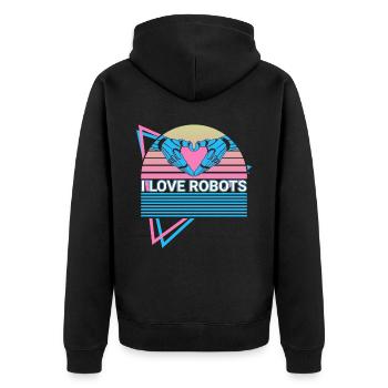 I Love Robot Robotics Retro - Unisex Premium Organic Zip Hoodie - black - Back - Nico (187cm)