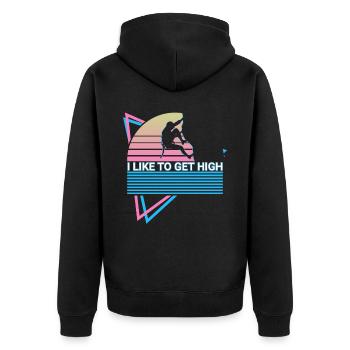 Rock Climbing Rock Climber Retro - Unisex Premium Organic Zip Hoodie - black - Back - Nico (187cm)