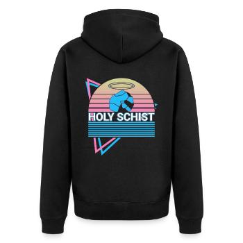 Rockhounding Rockhound Retro - Unisex Premium Organic Zip Hoodie - black - Back - Nico (187cm)