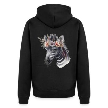 Aquarelle Zèbre Fleur Couronne Afrique Safari Boho A - Veste à capuche bio Premium Unisexe - noir - Dos - Nico (187cm)