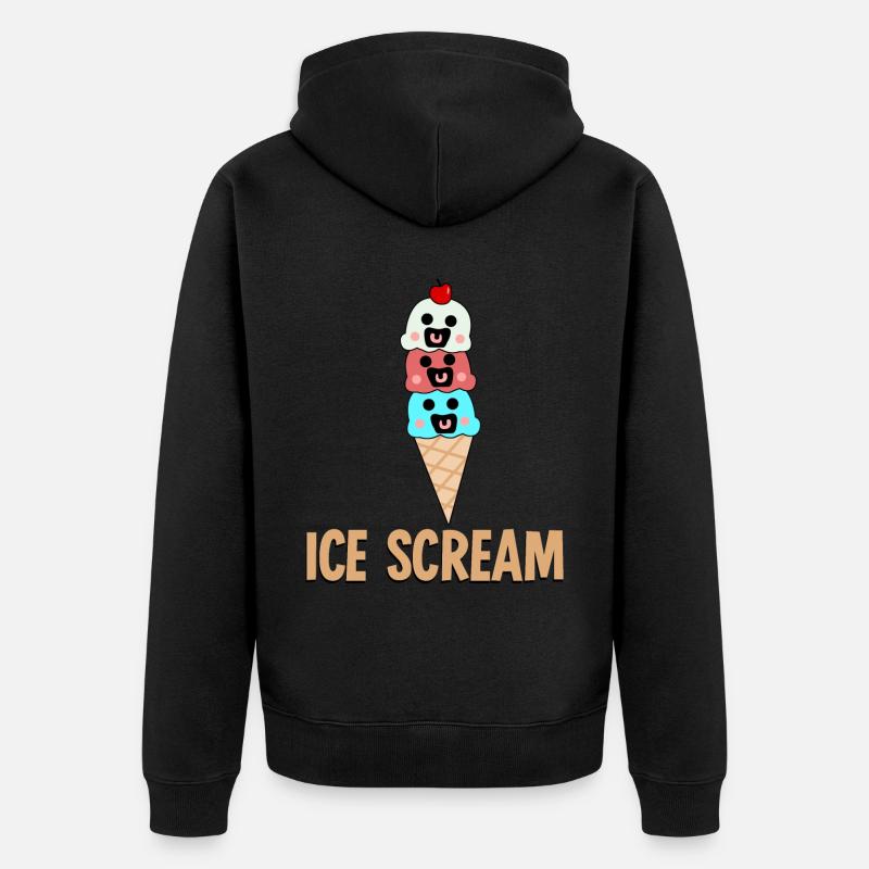 Eiscreme Eis Eisbecher - Unisex Premium Bio Zip Hoodie - Schwarz