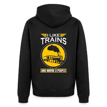 Eisenbahn Lokführer Modeleisenbahn - Unisex Premium Bio Zip Hoodie - Schwarz - Hinten - Nico (187cm)