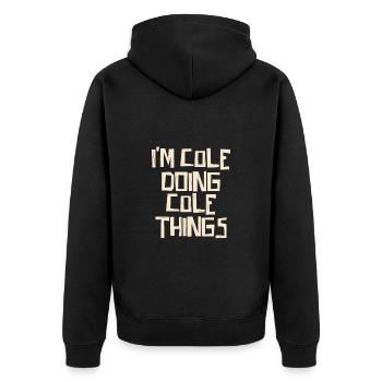 Je suis Cole en train de faire des choses Cole - Veste à capuche bio Premium Unisexe - noir - Dos - Nico (187cm)