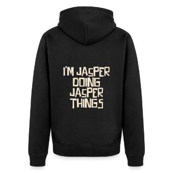 I'm Jasper doing Jasper things - Unisex Premium Bio Zip Hoodie - Schwarz - Hinten - Nico (187cm)