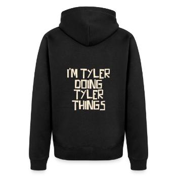 Je suis Tyler en train de faire des choses Tyler - Veste à capuche bio Premium Unisexe - noir - Dos - Nico (187cm)