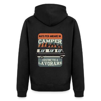 Lustiger Camper, der geboren wurde, um mit dem Wohnmobil zu fahren - Unisex Premium Bio Zip Hoodie - Schwarz - Hinten - Nico (187cm)