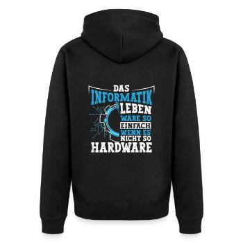 Informatiker Leben Computer PC - Unisex Premium Bio Zip Hoodie - Schwarz - Hinten - Nico (187cm)