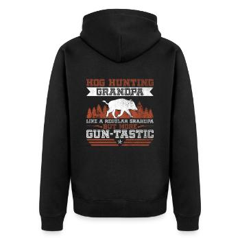 Hog Gunting Granddad Design Für Wildschweinjagd - Unisex Premium Bio Zip Hoodie - Schwarz - Hinten - Nico (187cm)