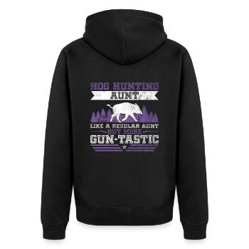 Schweinejagd Tante Design Für Die Wildschweinjagd - Unisex Premium Organic Zip Hoodie - black - Back - Nico (187cm)