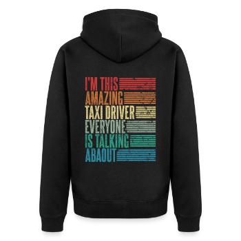 Vintage Taxifahrer Taxifahrerin Geschenk Retro - Unisex Premium Bio Zip Hoodie - Schwarz - Hinten - Nico (187cm)
