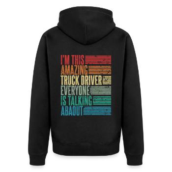 Vintage Truck Driver Truck Driver Cadeau Rétro - Veste à capuche bio Premium Unisexe - noir - Dos - Nico (187cm)