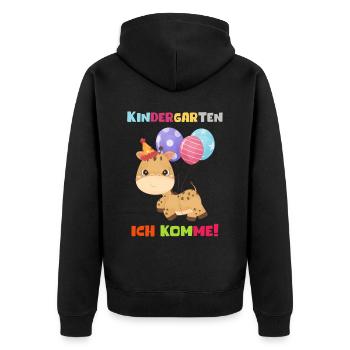 Kindergarten 2023 Ich Komme Mädchen Kita Geschenk - Unisex Premium Bio Zip Hoodie - Schwarz - Hinten - Nico (187cm)