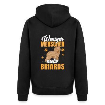 Mehr Briards Berger de Brie - Unisex Premium Bio Zip Hoodie - Schwarz - Hinten - Nico (187cm)