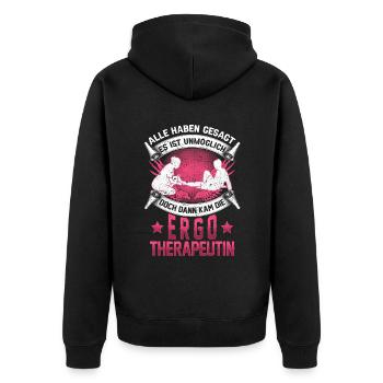 Ergotherapeutin unmöglich Ergotherapie - Unisex Premium Bio Zip Hoodie - Schwarz - Hinten - Nico (187cm)