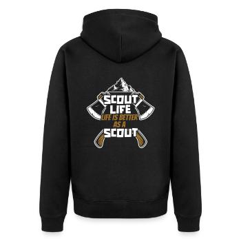 Pfadfinder Axt - Unisex Premium Bio Zip Hoodie - Schwarz - Hinten - Nico (187cm)