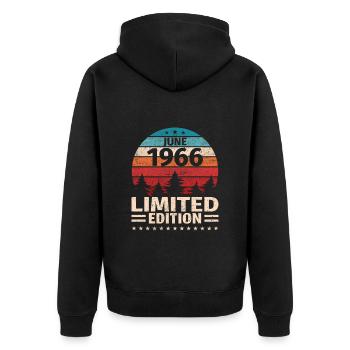 57th Birthday June Vintage 1966 Vintage - Unisex Premium Organic Zip Hoodie - black - Back - Nico (187cm)