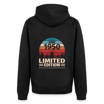 73. Geburtstag Juni Jahrgang 1950 Vintage - Unisex Premium Bio Zip Hoodie - Schwarz - Hinten - Nico (187cm)