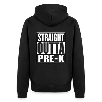Straight Outta Pre Kindergarten Abschlussfeier Lustig - Unisex Premium Bio Zip Hoodie - Schwarz - Hinten - Nico (187cm)