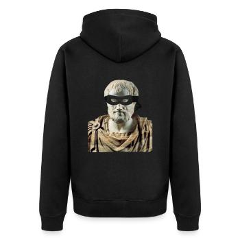 Ninja Aristotle Kitsune Style Japanese Philosopher - Unisex Premium Bio Zip Hoodie - Schwarz - Hinten - Nico (187cm)