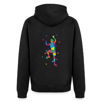 Low Poly Bergsteiger Polygon Wandklettern - Unisex Premium Bio Zip Hoodie - Schwarz - Hinten - Nico (187cm)