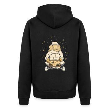 Imker Yoga Bienenzüchter Meditation Bienen Yoga - Unisex Premium Bio Zip Hoodie - Schwarz - Hinten - Nico (187cm)