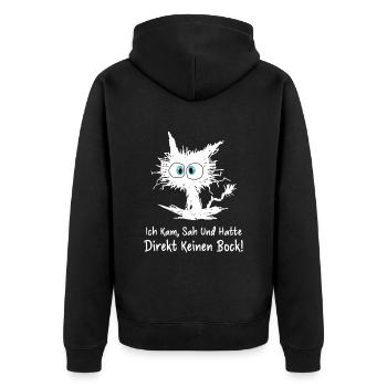 Ich Kam Sah Und Hatte Direkt Keinen Bock - Unisex Premium Bio Zip Hoodie - Schwarz - Hinten - Nico (187cm)