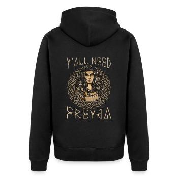 Norse Mythology Y'all Need Freyja Valkyrie Goddess - Unisex Premium Bio Zip Hoodie - Schwarz - Hinten - Nico (187cm)