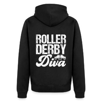 Roller Derby - Unisex Premium Bio Zip Hoodie - Schwarz - Hinten - Nico (187cm)