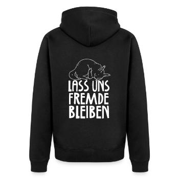 Lass Uns Fremde Bleiben - Unisex Premium Bio Zip Hoodie - Schwarz - Hinten - Nico (187cm)