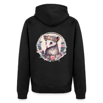 Jolie Couronne d’opossum Couronne Floral Aquarelle - Veste à capuche bio Premium Unisexe - noir - Dos - Nico (187cm)
