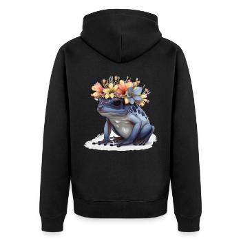 Cute Poison Dart Frog Flower Crown Amphibian Lover - Unisex Premium Bio Zip Hoodie - Schwarz - Hinten - Nico (187cm)