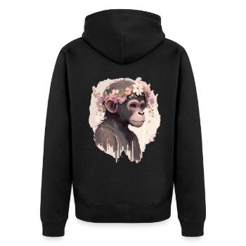 Aquarelle Artistique Fleur de Singe Couronne Floral Ani - Veste à capuche bio Premium Unisexe - noir - Dos - Nico (187cm)