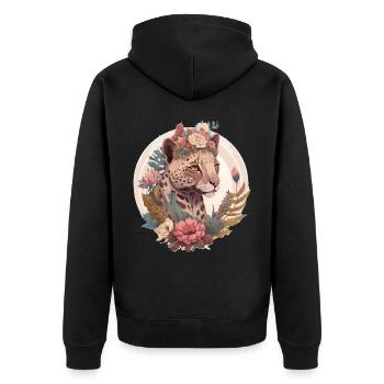 Aquarelle mignonne Ocelot Couronne Couronne Florale - Veste à capuche bio Premium Unisexe - noir - Dos - Nico (187cm)