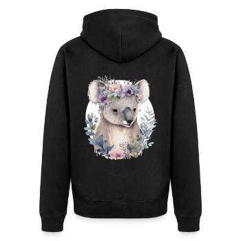 Watercolor Koala Bear Flower Crown Floral - Unisex Premium Bio Zip Hoodie - Schwarz - Hinten - Nico (187cm)