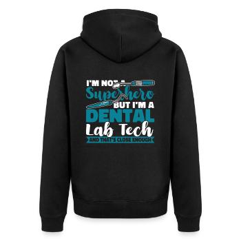 Je ne suis pas un super-héros Laboratoire dentaire Laboratoire dentaire - Veste à capuche bio Premium Unisexe - noir - Dos - Nico (187cm)