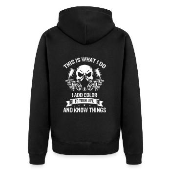Car Painter Offer for Car Painters - Unisex Premium Organic Zip Hoodie - black - Back - Nico (187cm)